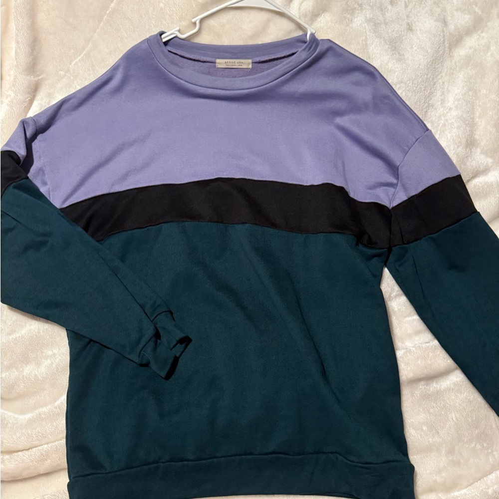 Active USA Women's Colorblock Sweatshirt - Purple, Black, and Teal